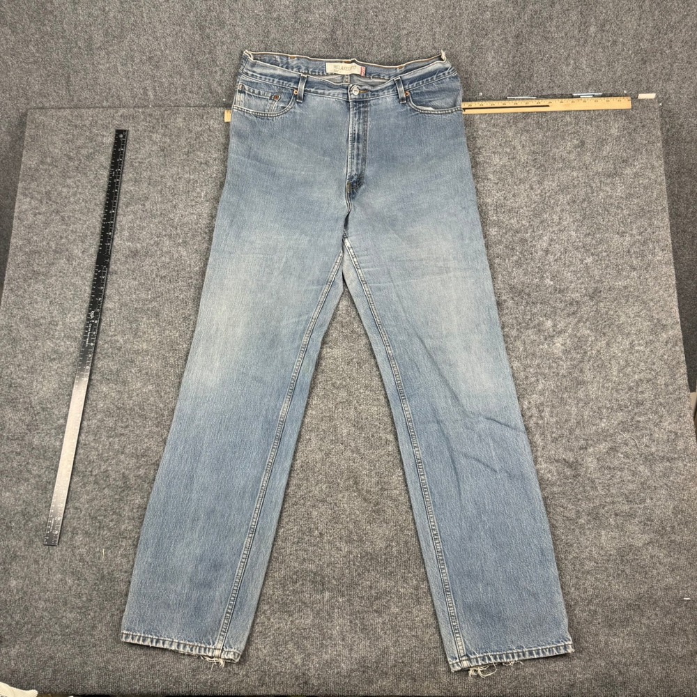 Levi's Jeans Mens Size 36x34 Blue 550 Relaxed Fit Light Wash Ripped Waistband